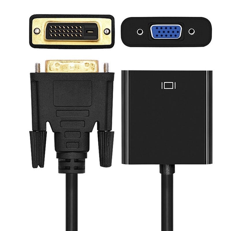 Cablu adaptor DVI la VGA, 24+1 pini, 1080P, Plug and Play, lungime 23 cm