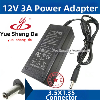 Shengda 12V 3A DC napájací adaptér s konektorom 3.5×1.35mm, vstup 100–240V, model 12V3A3.5X1.35mm, vhodný pre monitor, notebook, digitálny fotorámik a tablet