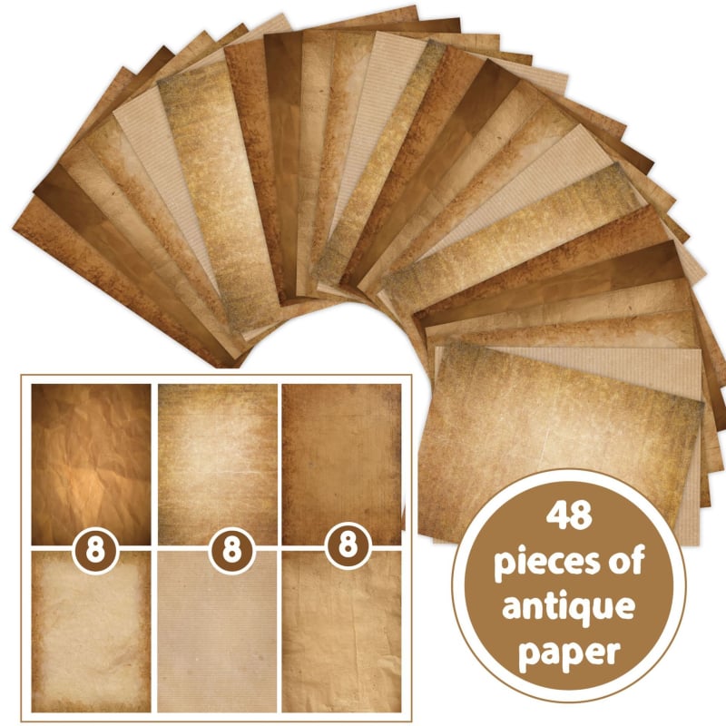 Dexiang Хартиен лист за писма, 48 листа, ретро стил, двустранен печат, за DIY скрапбук
