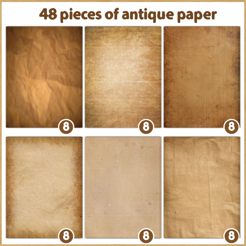 Dexiang Хартиен лист за писма, 48 листа, ретро стил, двустранен печат, за DIY скрапбук