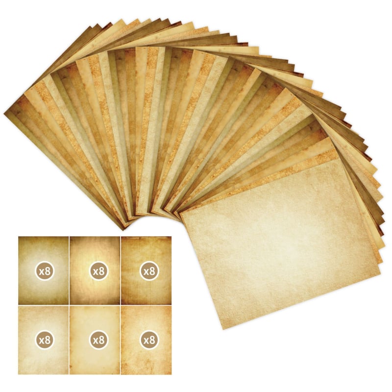 Dexiang Хартиен лист за писма, 48 листа, ретро стил, двустранен печат, за DIY скрапбук