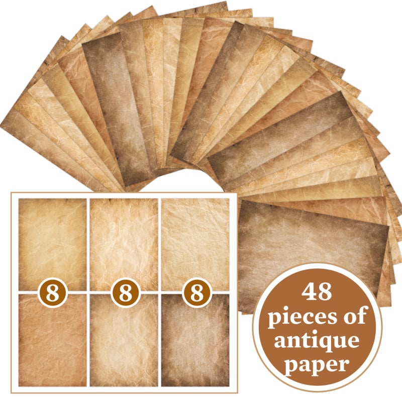 Dexiang Хартиен лист за писма, 48 листа, ретро стил, двустранен печат, за DIY скрапбук