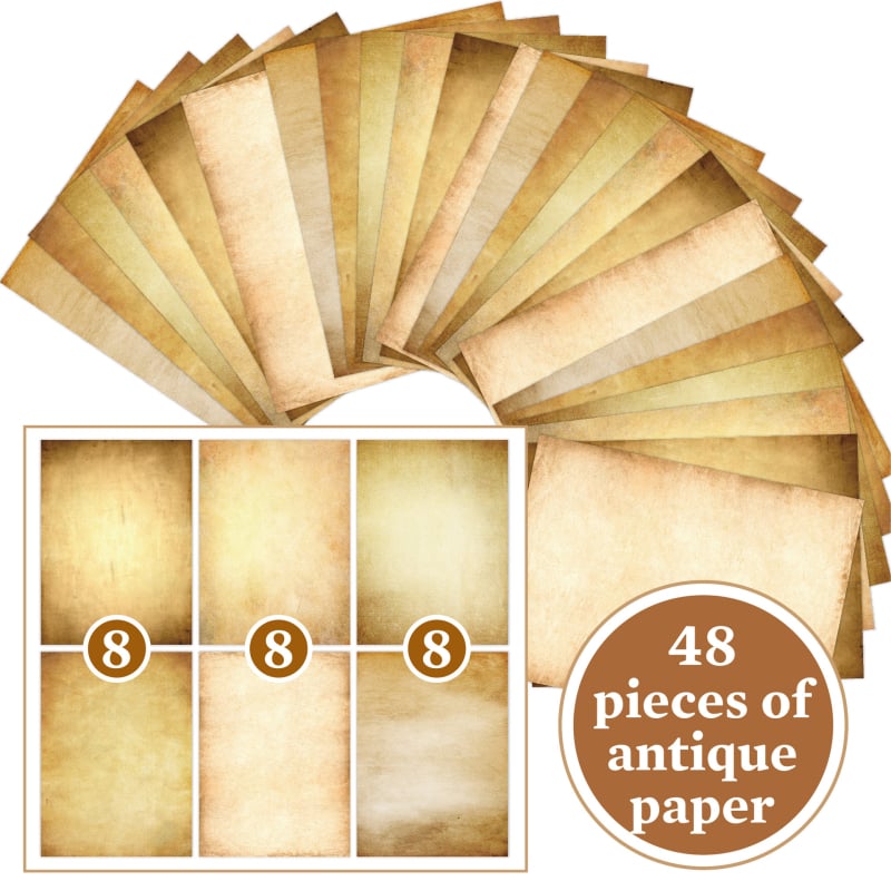 Dexiang Хартиен лист за писма, 48 листа, ретро стил, двустранен печат, за DIY скрапбук