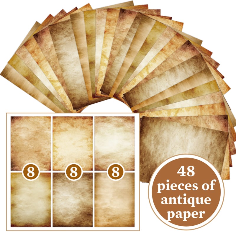 Dexiang Хартиен лист за писма, 48 листа, ретро стил, двустранен печат, за DIY скрапбук