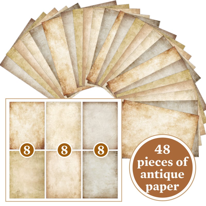 Dexiang Хартиен лист за писма, 48 листа, ретро стил, двустранен печат, за DIY скрапбук