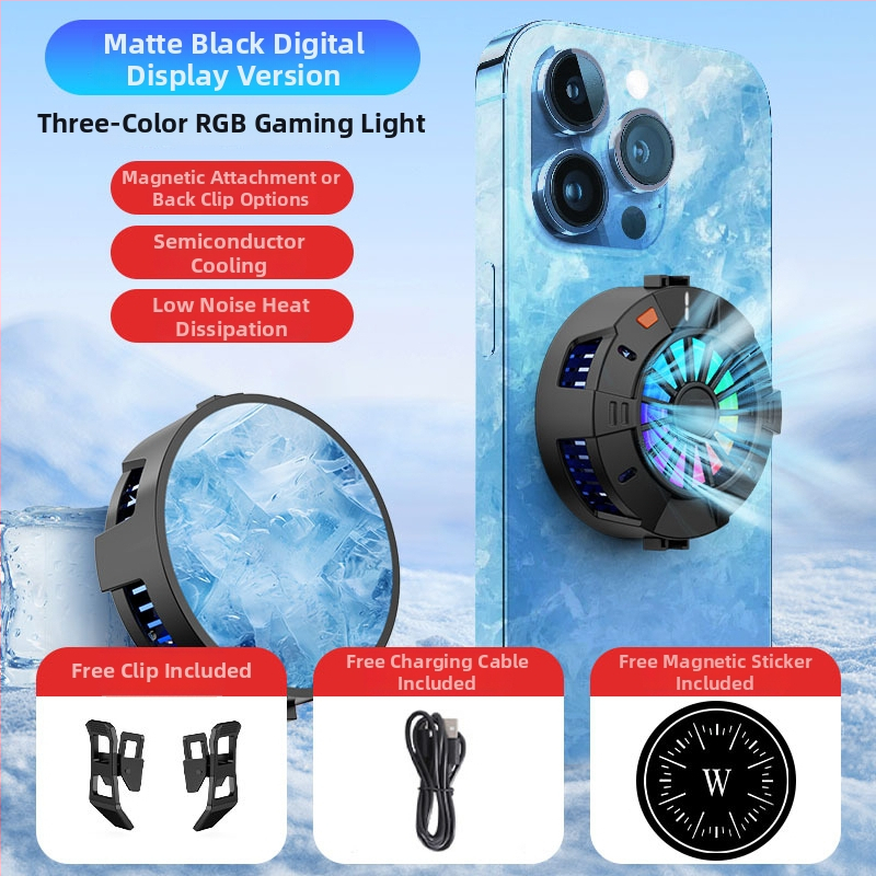Magnetický chladič pre telefón na živé vysielanie a Esporty – model Y002, 64 g, 10W (5V 2A), ABS + hliníková zliatina, Type-C rozhranie