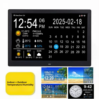 WiFi digitálne hodiny s večným kalendárom, predpoveď počasia, teplota a vlhkosť; 1024×600 rozlíšenie; podpora SD karty a USB flash disku pre domáce stolné použitie