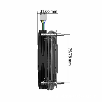 CPU hladnjak za ITX kućište, 4 toplinske cijevi, bakar-aluminij spoj, hlađenje toplinskim cijevima, 130W TDP