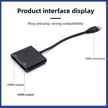 USB na dvostruki HDMI konverter/adaptor i docking stanicu, USB 3.0, 1080p, kompatibilno s Windows