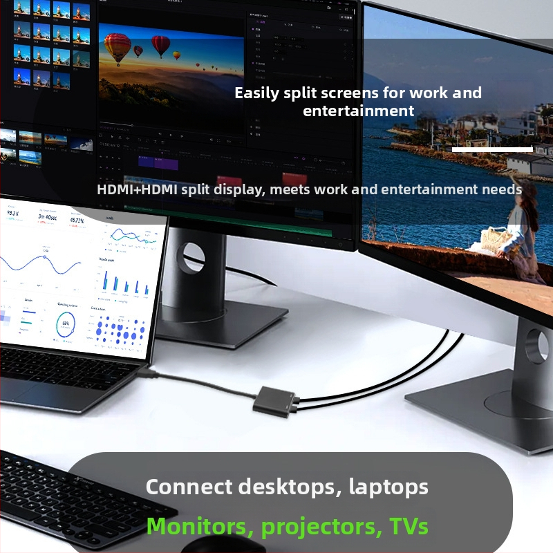USB na dvostruki HDMI konverter/adaptor i docking stanicu, USB 3.0, 1080p, kompatibilno s Windows