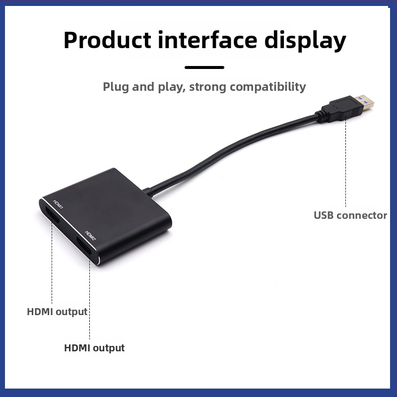 USB na dvostruki HDMI konverter/adaptor i docking stanicu, USB 3.0, 1080p, kompatibilno s Windows