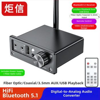 HiFi Bluetooth DAC prijemnik s 5.1-kanalnim zvukom, koaksijalni i optički digitalni ulaz, reproducija s USB diska, kompatibilan s TV-om i PS4