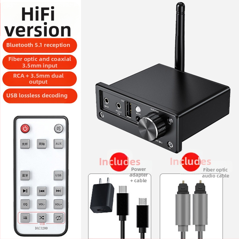 HiFi Bluetooth DAC prijemnik s 5.1-kanalnim zvukom, koaksijalni i optički digitalni ulaz, reproducija s USB diska, kompatibilan s TV-om i PS4