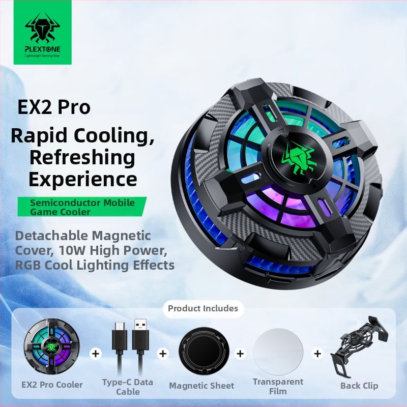 EX2 PRO chladič na telefón s magnetickým klipom na zadnej strane a ventilátorom, univerzálny, Type-C rozhranie, kov, 170 g, 10 W