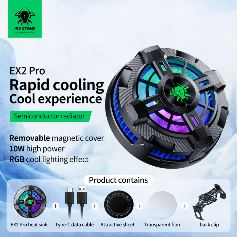 EX2 PRO răcitor pentru telefonul mobil cu clips magnetic pe spate și ventilator, universal, interfață Type-C, metal, 170 g, 10 W