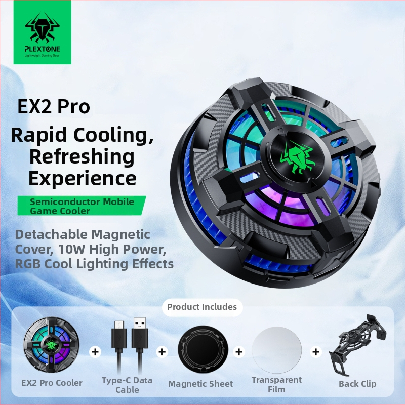 EX2 PRO chladič na telefón s magnetickým klipom na zadnej strane a ventilátorom, univerzálny, Type-C rozhranie, kov, 170 g, 10 W