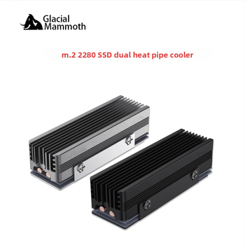 Chladič pamäte pre M.2 NVMe SSD, meď-alumínium konštrukcia, 2 tepelné trubice GM-2280 Mammoth