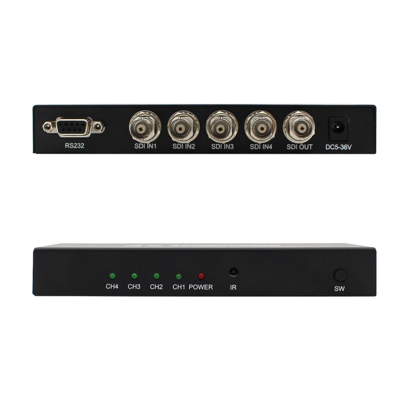 SDI prekidač s 4 ulaza i 1 izlaz, podržava 3G-SDI/HD-SDI video, 1080p rezolucija, OEM kompatibilan