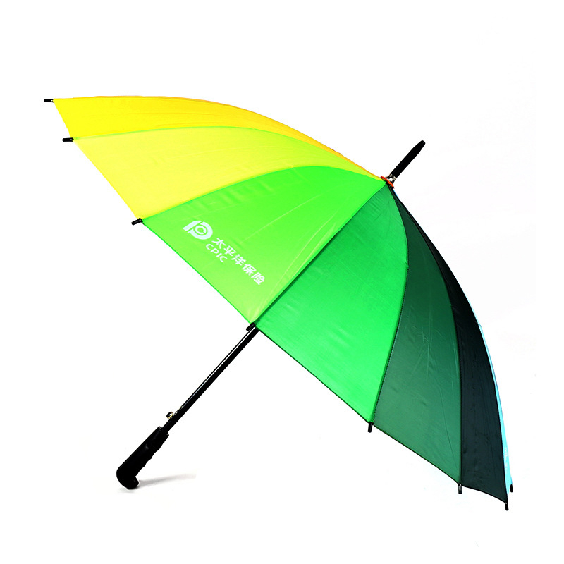 Automatski poslovni kišobran s ravnom šipkom i tiskom logotipa, okvir s 8 rebara od vlakna, čelični štap, platno 190T vinil, UPF > 50