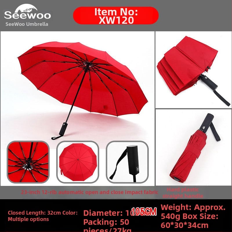 Automatski poslovni kišobran s ravnom šipkom i tiskom logotipa, okvir s 8 rebara od vlakna, čelični štap, platno 190T vinil, UPF > 50