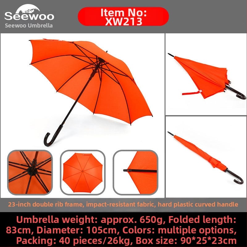 Automatski poslovni kišobran s ravnom šipkom i tiskom logotipa, okvir s 8 rebara od vlakna, čelični štap, platno 190T vinil, UPF > 50