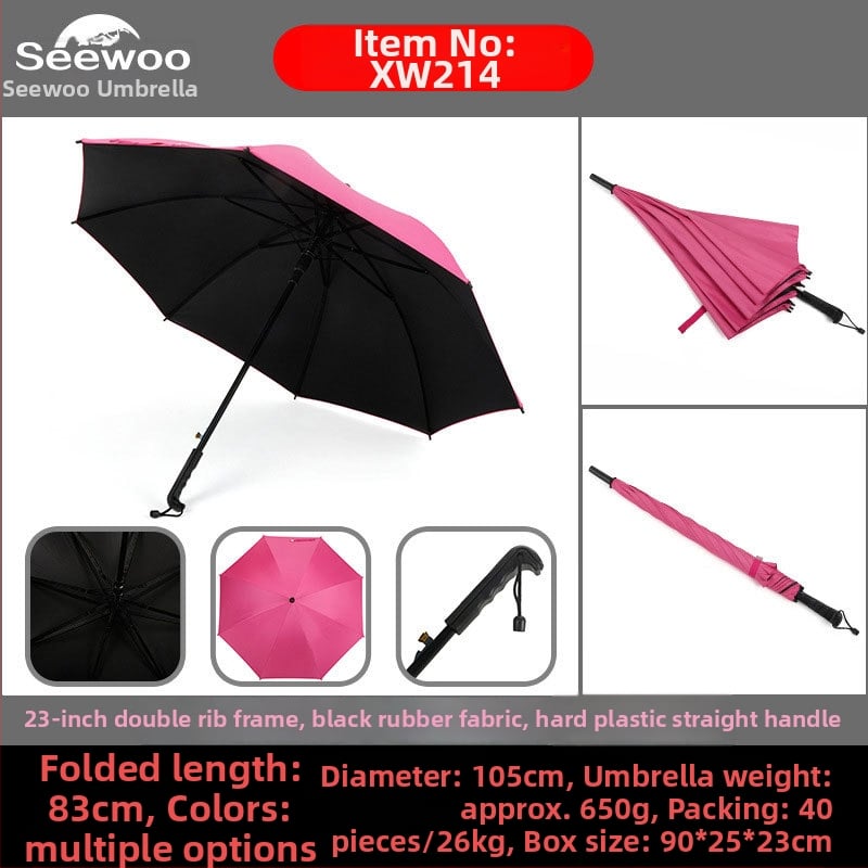 Automatski poslovni kišobran s ravnom šipkom i tiskom logotipa, okvir s 8 rebara od vlakna, čelični štap, platno 190T vinil, UPF > 50