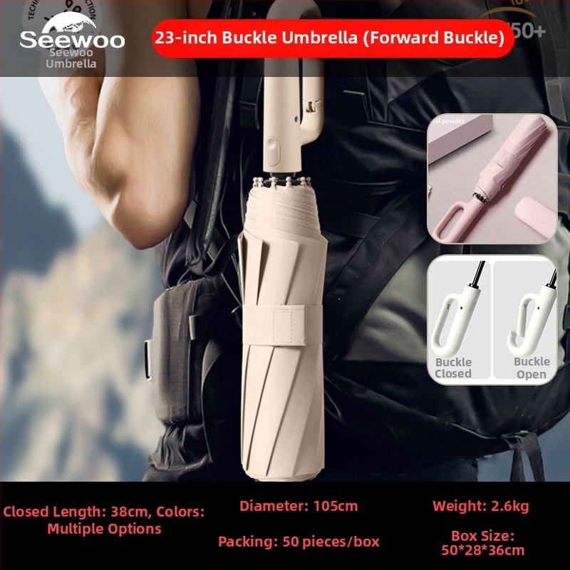 Automatski poslovni kišobran s ravnom šipkom i tiskom logotipa, okvir s 8 rebara od vlakna, čelični štap, platno 190T vinil, UPF > 50