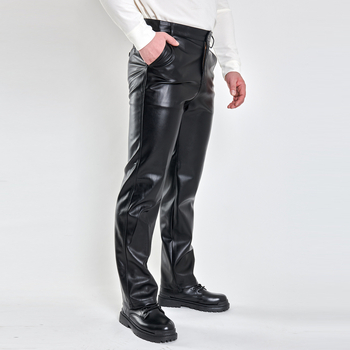 Muške hlače od PU kože, poslovno casual stil, visok pojas, ravni kroj, vodootporne, otporne na vjetar