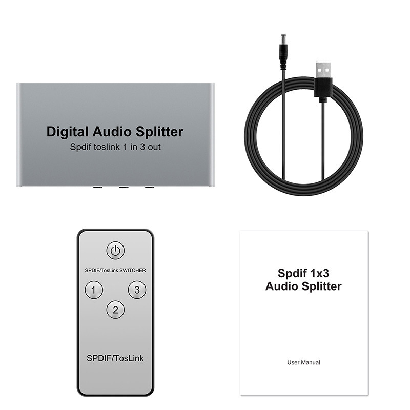 KYFT13 Digitalni optički audio splitter SPDIF Toslink 1x3, napajanje uključeno, daljinski upravljač, OEM dostupan