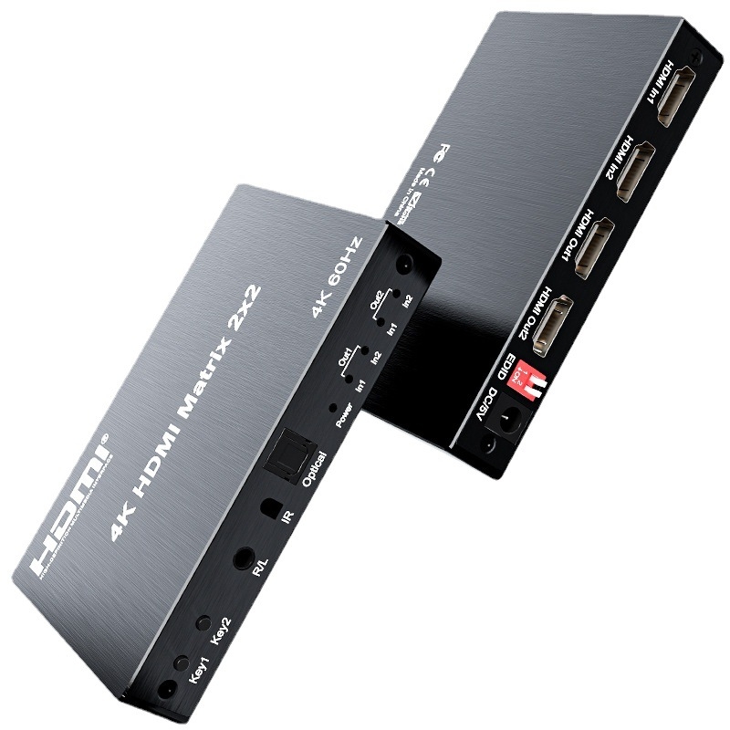 HDMI matriks prekidač 2x2, 4K60Hz, optičko vlakno, 3,5 mm audio izdvajanje