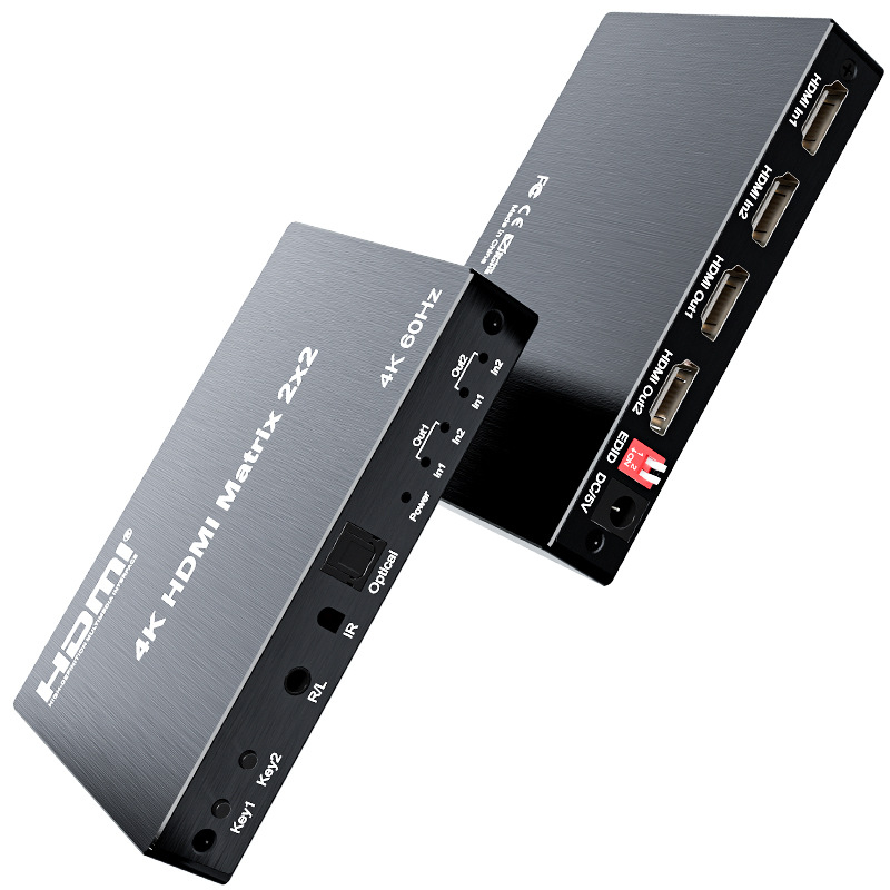 HDMI matriks prekidač 2x2, 4K60Hz, optičko vlakno, 3,5 mm audio izdvajanje