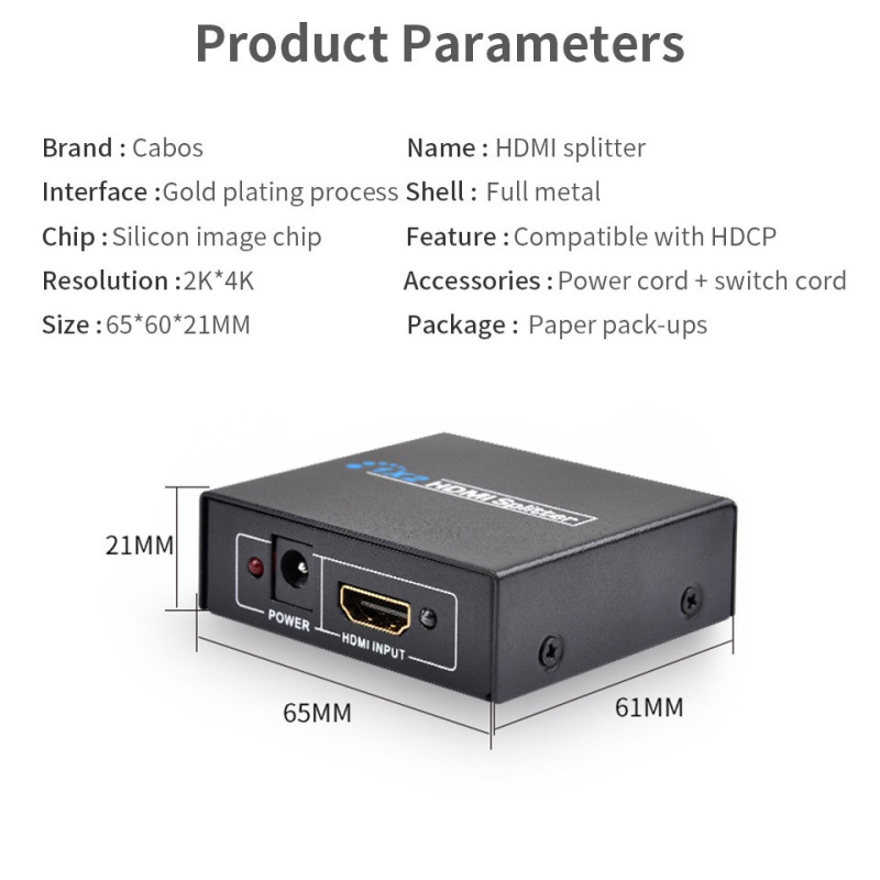HDMI splitter, rezoluție 1920x1080, gestionare alimentare, pentru TV