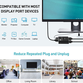 DisplayPort 1.4 dvostrani prekidač s IR daljinskim upravljačem (DP1.4, 8K, dvostrani, IR daljinsko upravljanje, 1080p)