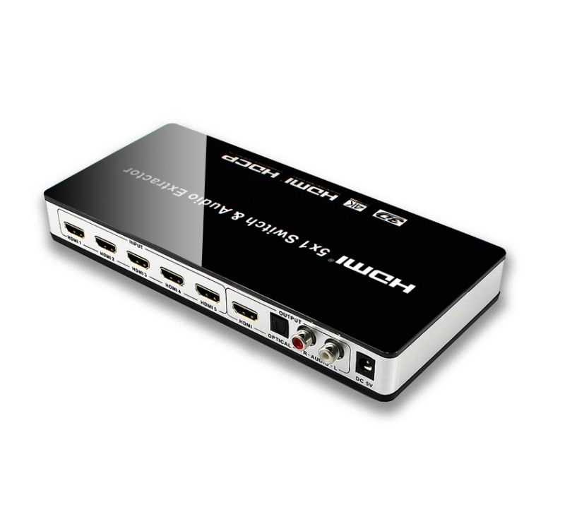 HDMI prekidač 5x1 sa zvukom, 4Kx2K @ 30Hz, 5 ulaza, HY-4501-V0-E