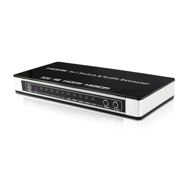 HDMI prekidač 5x1 sa zvukom, 4Kx2K @ 30Hz, 5 ulaza, HY-4501-V0-E
