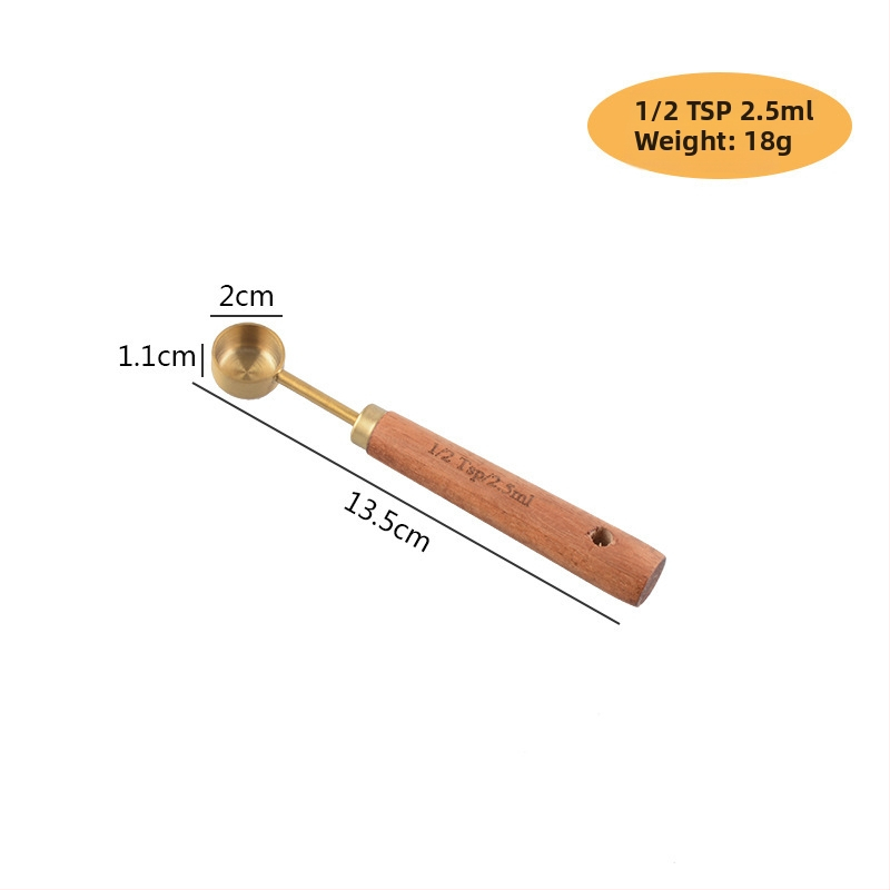 Nerezové kovové meracie poháre a lyžice s rukoväťou z akácie, osemdielny set, európsky štýl na pečenie