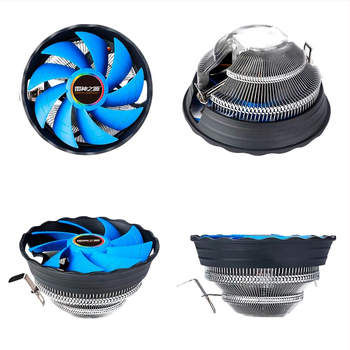 Cooler CPU cu montaj prin apăsare pentru socket-uri Intel/AMD 1200/1366/1155/1156/AMD2/AMD3; radiator din cupru-aluminiu; rulment hidraulic; 2000 RPM; zgomot 20 dB