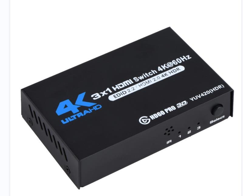 HDMI 2.0 prekidač Ozq2-1, 3 ulaza / 1 izlaz, daljinski upravljač, 4K60Hz, HDCP 2.2