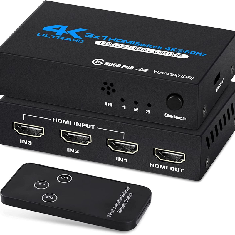 HDMI 2.0 prekidač Ozq2-1, 3 ulaza / 1 izlaz, daljinski upravljač, 4K60Hz, HDCP 2.2