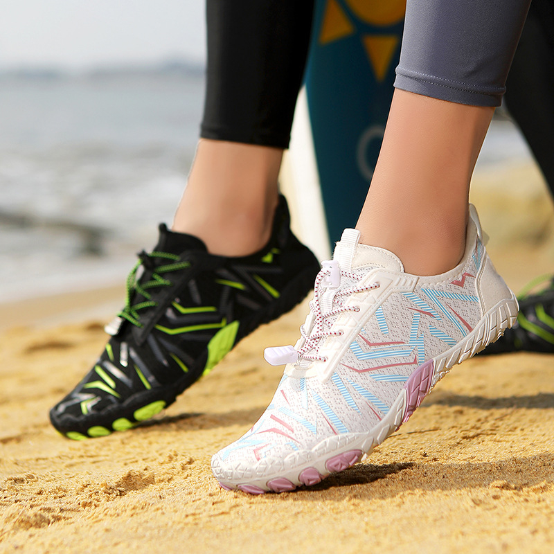 Pantofi pentru trasee pe râu – talpă din cauciuc natural, exterior din plasă, uscare rapidă, bandă elastică