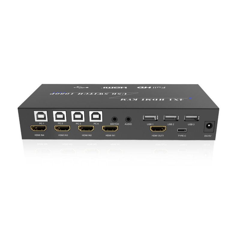 HDMI KVM prekidač s 4-portnim splitterom, ekstrakcija zvuka, podrška 4K/1080p, daljinsko buđenje, upravljanje napajanjem
