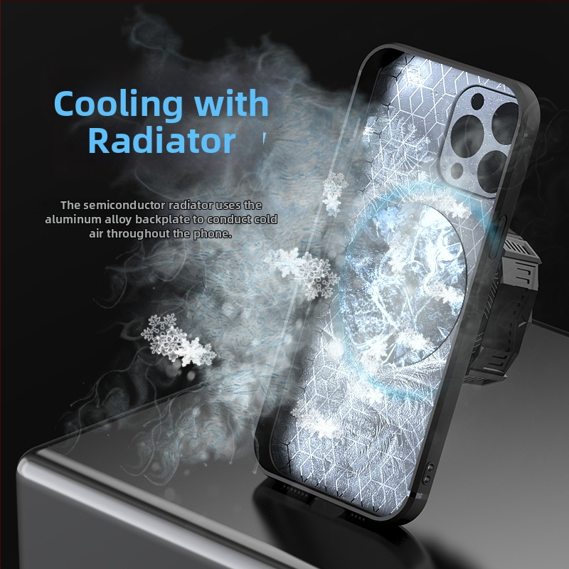 Mobiltelefonhűtő radiátor félvezető hűtéssel és grafén-alapú mágneses hűtéssel, Apple iPhone-hoz, modell WN-16, vezeték nélküli kapcsolat, anyag: fém TPU
