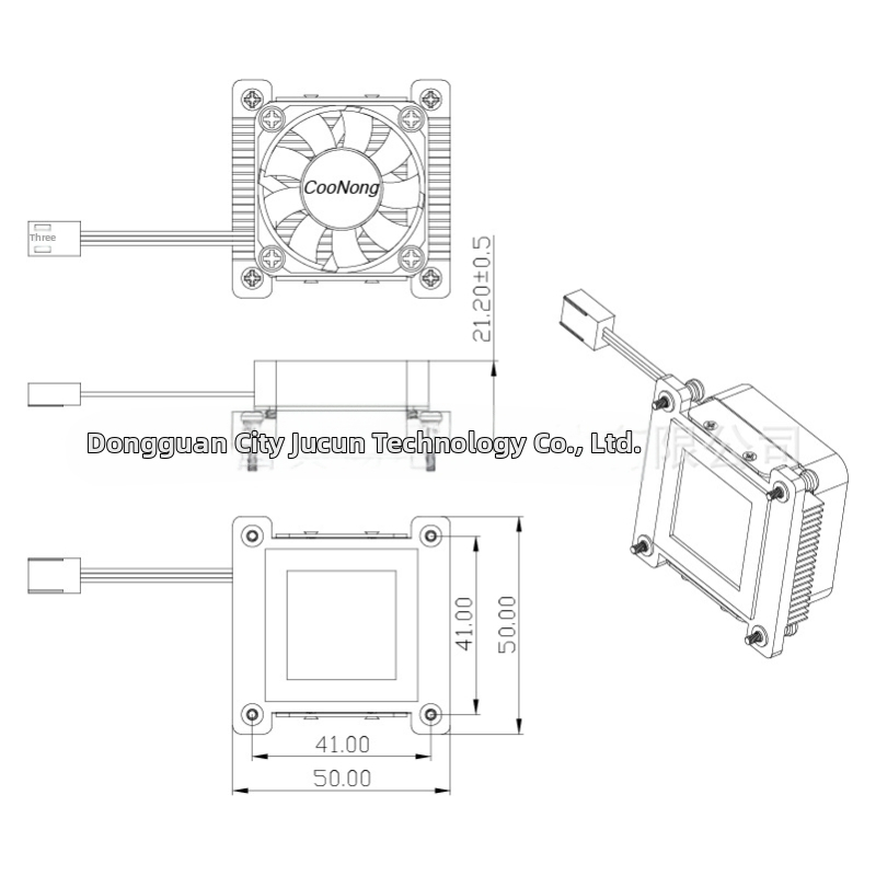 CooNong CPU chladič PGA478/BGA479 - meď Cu1100, vzduchové chladenie, dvojité guľové ložiská, model D2-01