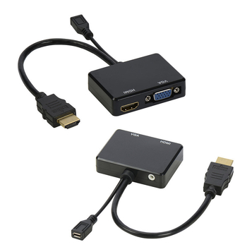HDMI na HDMI+VGA pretvarač s audio splitterom, 1080P, kabel dužine 22 cm, upravljanje napajanjem, kompatibilan sa svim sustavima