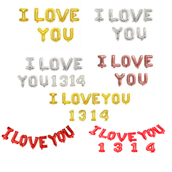 Lucky balloon set aluminijskih folijskih balona s brojkama ILOVEYOU1314, bez otisnutog logotipa, za vjenčanu dekoraciju