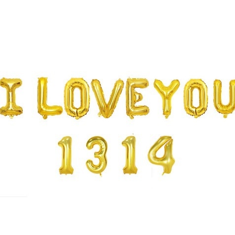 Lucky balloon set aluminijskih folijskih balona s brojkama ILOVEYOU1314, bez otisnutog logotipa, za vjenčanu dekoraciju