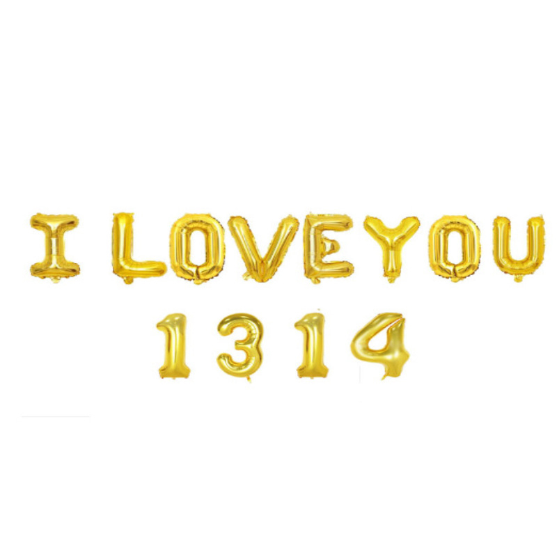 Lucky balloon set aluminijskih folijskih balona s brojkama ILOVEYOU1314, bez otisnutog logotipa, za vjenčanu dekoraciju