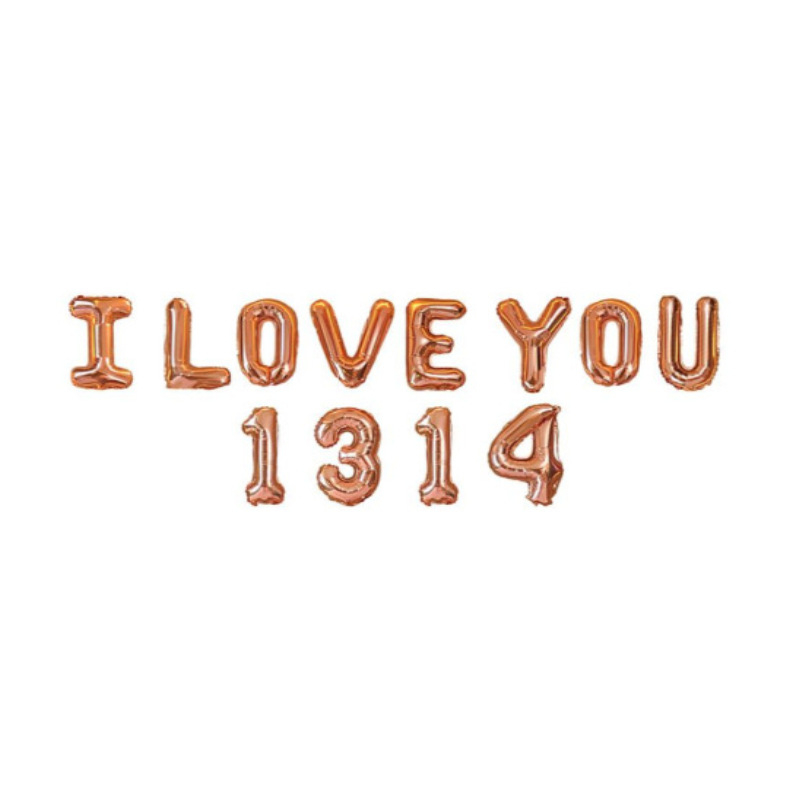 Lucky balloon set aluminijskih folijskih balona s brojkama ILOVEYOU1314, bez otisnutog logotipa, za vjenčanu dekoraciju