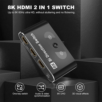 HDMI dvostrani prekidač, 2-portni, 8K@60Hz/4K@120Hz, univerzalna kompatibilnost, za PS5, PC i TV
