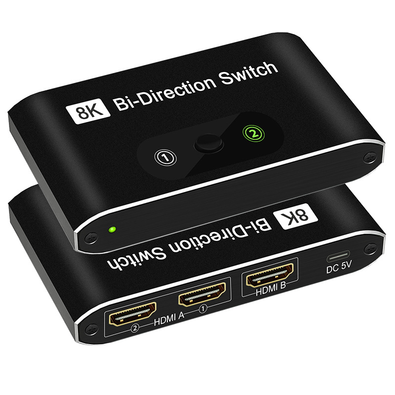 HDMI dvostrani prekidač, 2-portni, 8K@60Hz/4K@120Hz, univerzalna kompatibilnost, za PS5, PC i TV